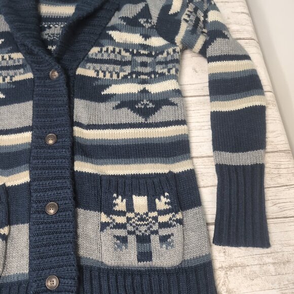 Stetson Black and Grey Aztec Print Button Cardigan Size Large - Picture 2 of 8